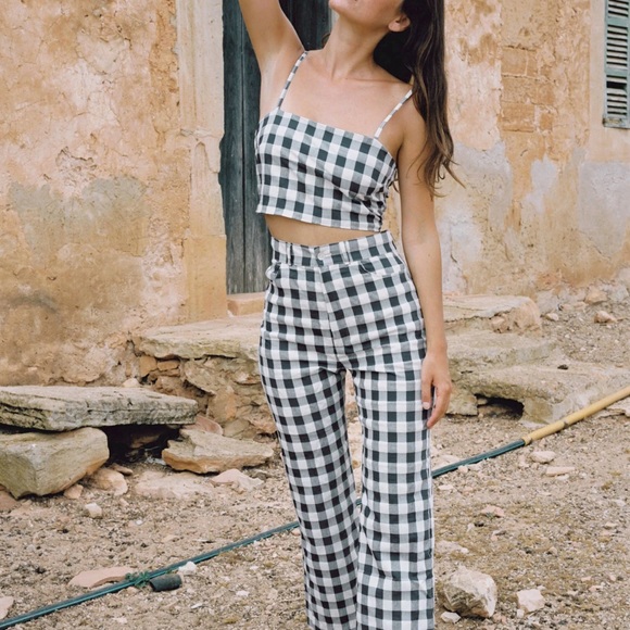 Aniela Parys Enoke Trousers Size Small Checkered Crop Pants - Picture 11 of 12